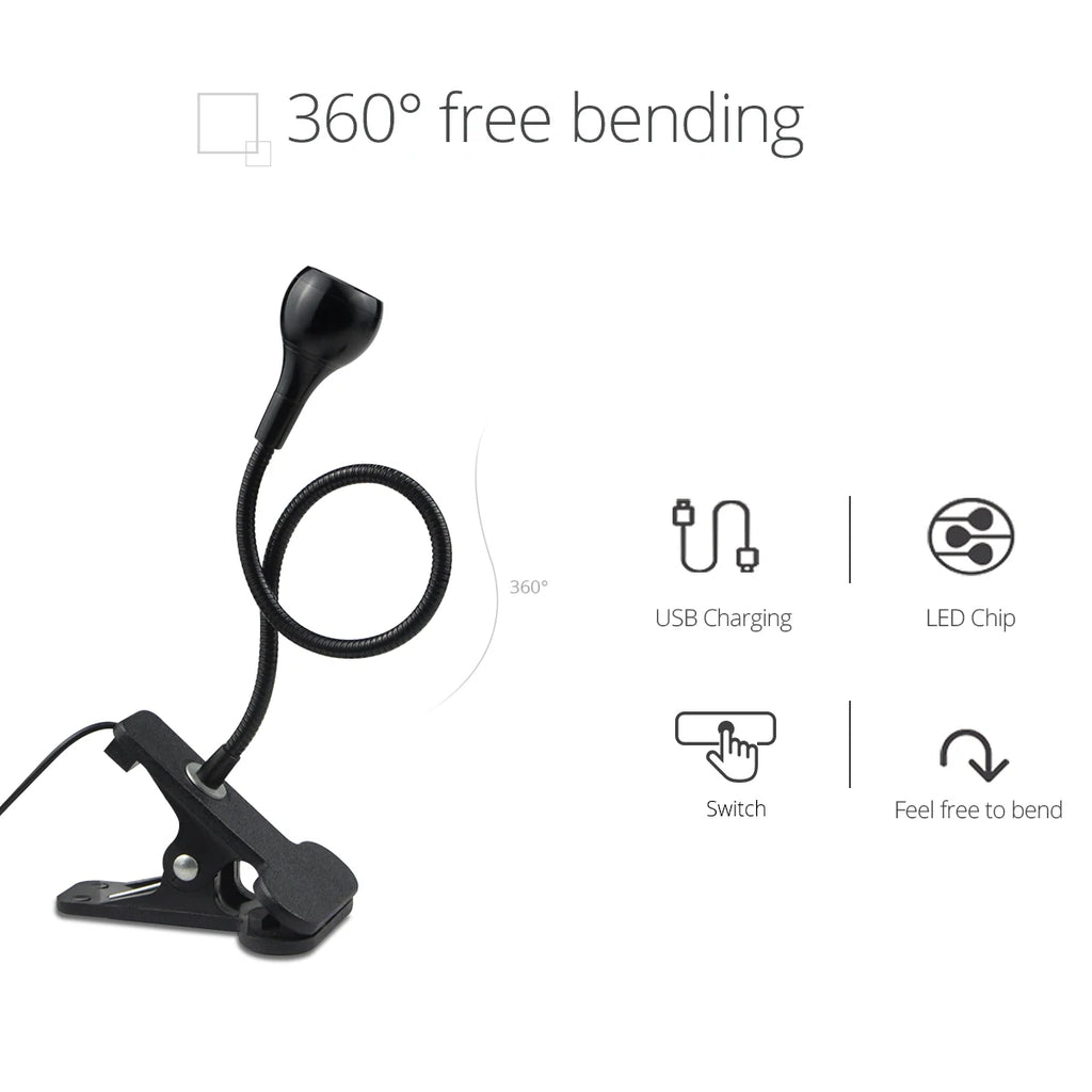 Lámpara LED Flexible de Escritorio con Pinza USB