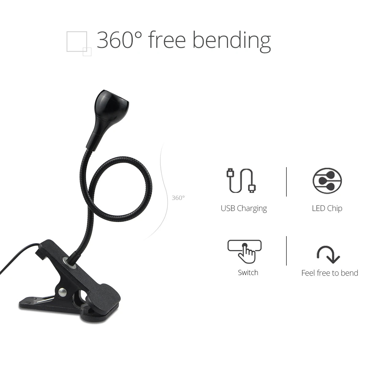 Lámpara LED Flexible de Escritorio con Pinza USB