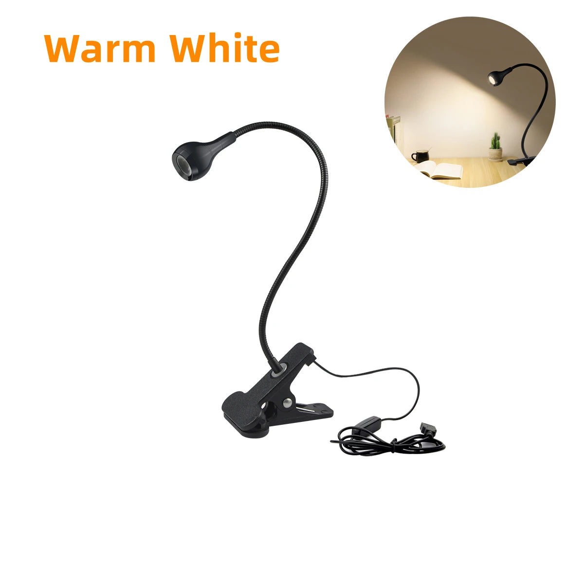 Lámpara LED Flexible de Escritorio con Pinza USB
