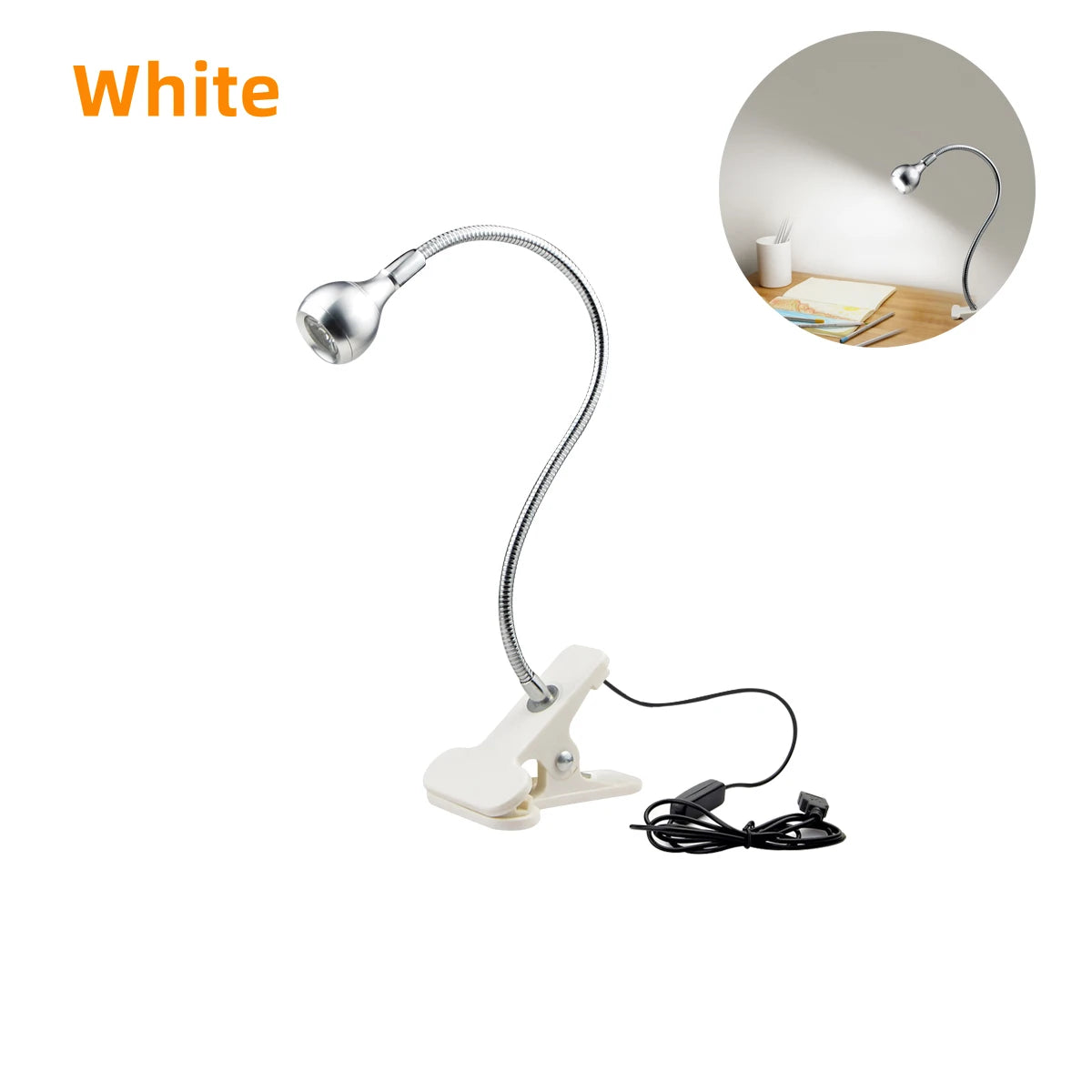 Lámpara LED Flexible de Escritorio con Pinza USB