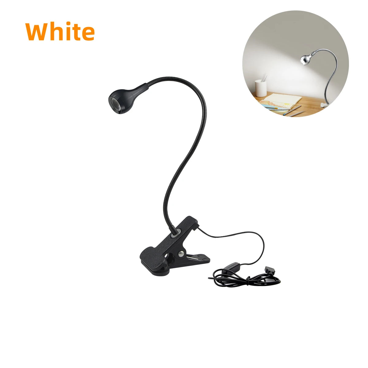 Lámpara LED Flexible de Escritorio con Pinza USB